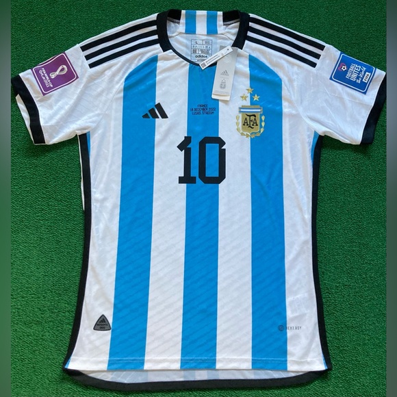 NWT Argentina 3-star WC Champions France Date PLAYER VERSION Jersey “Messi 10” - Picture 1 of 6